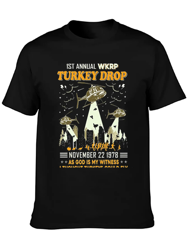 1st Annual WKRP Turkey Drop November 22 1978 Simple Everyday Graphic Tee – Lightweight Summer Wear