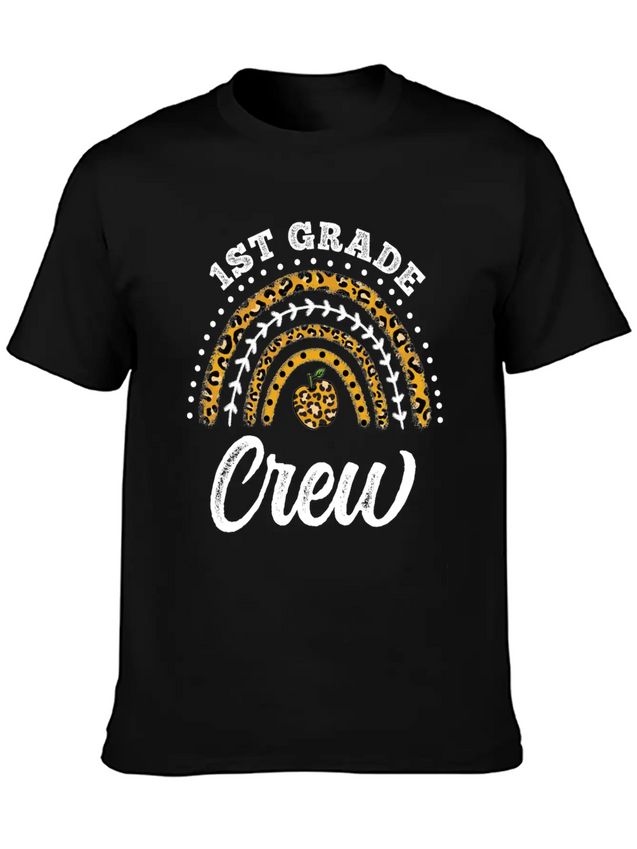 1st Grade Crew Leopard Rainbow Back To School Modern Fit Casual T-Shirt – Clean And Versatile Design