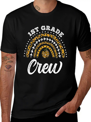 1st Grade Crew Leopard Rainbow Back To School Modern Fit Casual T-Shirt – Clean And Versatile Design