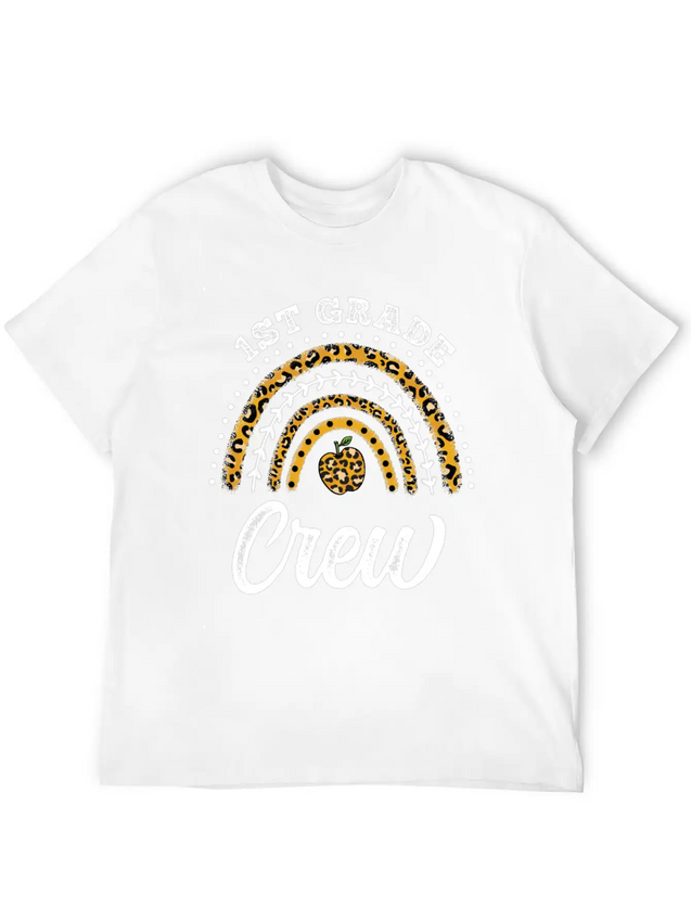 1st Grade Crew Leopard Rainbow Back To School Modern Fit Casual T-Shirt – Clean And Versatile Design