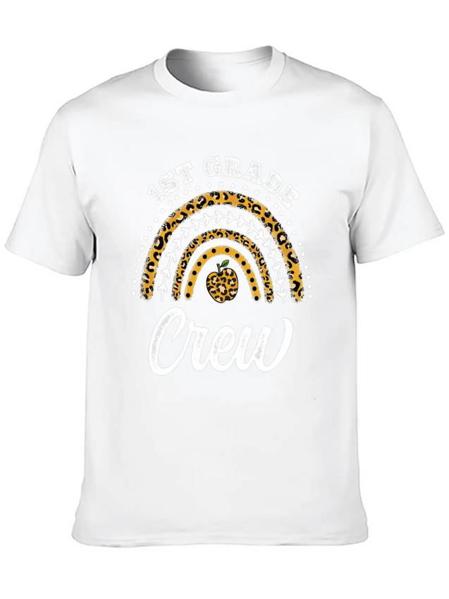 1st Grade Crew Leopard Rainbow Back To School Modern Fit Casual T-Shirt – Clean And Versatile Design