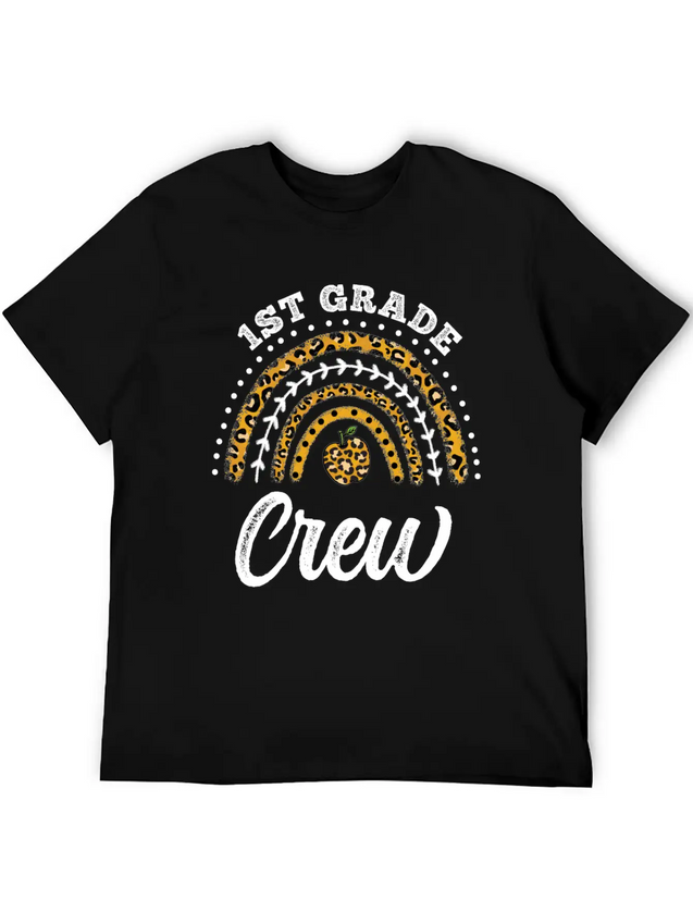 1st Grade Crew Leopard Rainbow Back To School Modern Fit Casual T-Shirt – Clean And Versatile Design