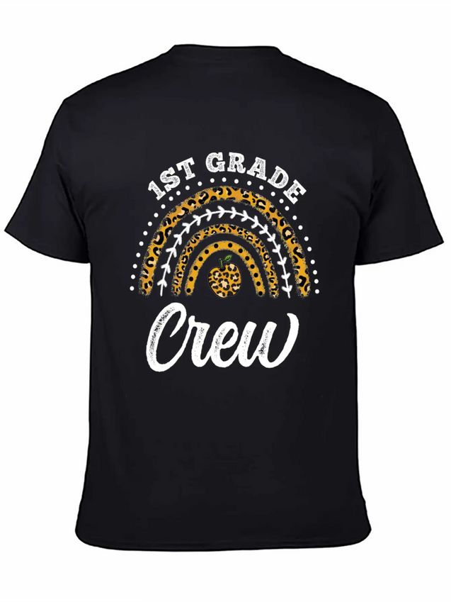 1st Grade Crew Leopard Rainbow Back To School Modern Fit Casual T-Shirt – Clean And Versatile Design