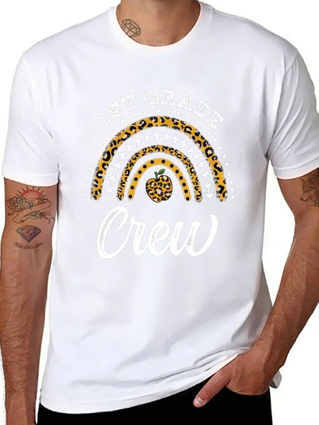 1st Grade Crew Leopard Rainbow Back To School Modern Fit Casual T-Shirt – Clean And Versatile Design
