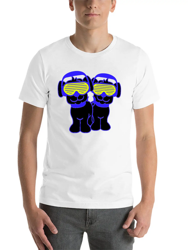 2 DJ Dog Team Pet Sunglasses Headphone Music Party Modern Fit Casual T-Shirt – Clean And Versatile Design