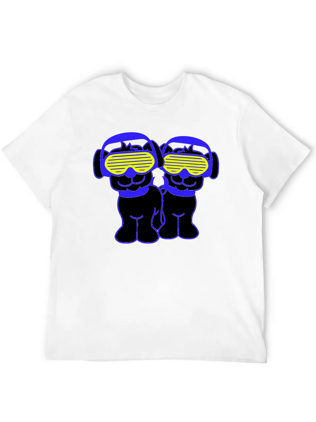 2 DJ Dog Team Pet Sunglasses Headphone Music Party Modern Fit Casual T-Shirt – Clean And Versatile Design