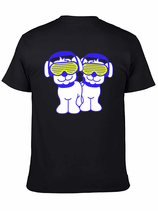 2 DJ Dog Team Pet Sunglasses Headphone Music Party Modern Fit Casual T-Shirt – Clean And Versatile Design