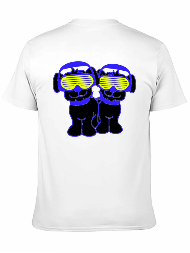 2 DJ Dog Team Pet Sunglasses Headphone Music Party Modern Fit Casual T-Shirt – Clean And Versatile Design