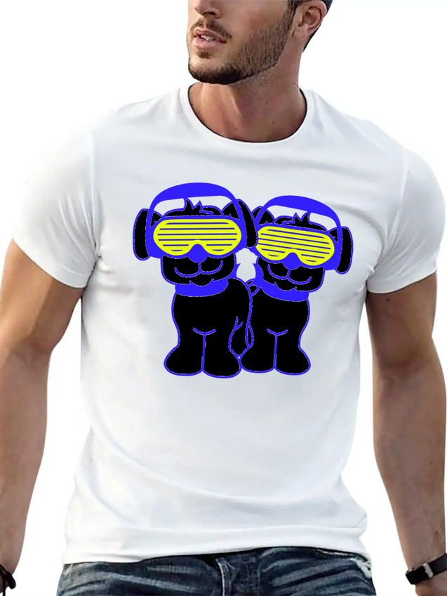 2 DJ Dog Team Pet Sunglasses Headphone Music Party Modern Fit Casual T-Shirt – Clean And Versatile Design