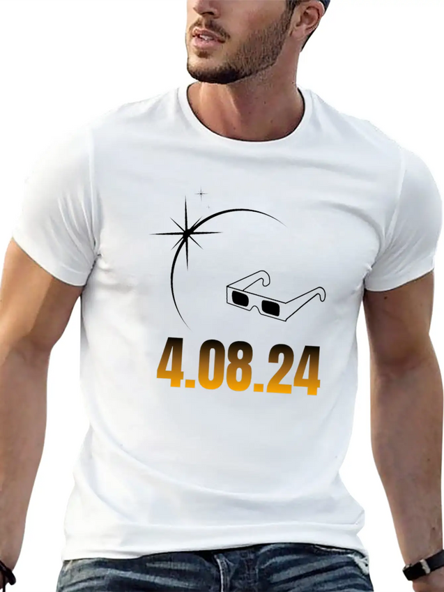 2024 Total Solar Eclipse Commemorative T-Shirt - J Unisex Casual T-Shirt – Clean Design For Daily Comfort