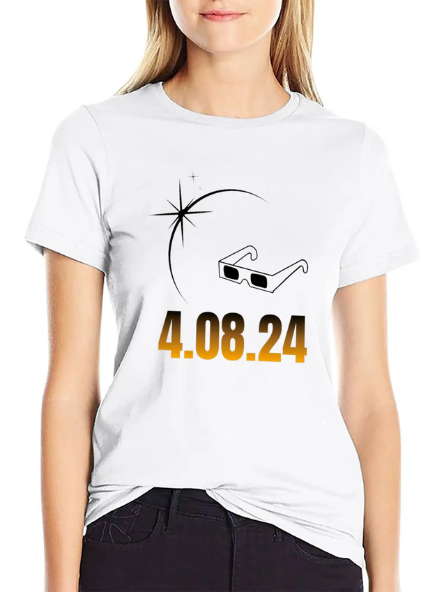 2024 Total Solar Eclipse Commemorative T-Shirt - J Unisex Casual T-Shirt – Clean Design For Daily Comfort