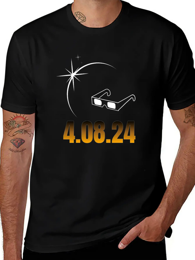 2024 Total Solar Eclipse Commemorative T-Shirt - J Unisex Casual T-Shirt – Clean Design For Daily Comfort
