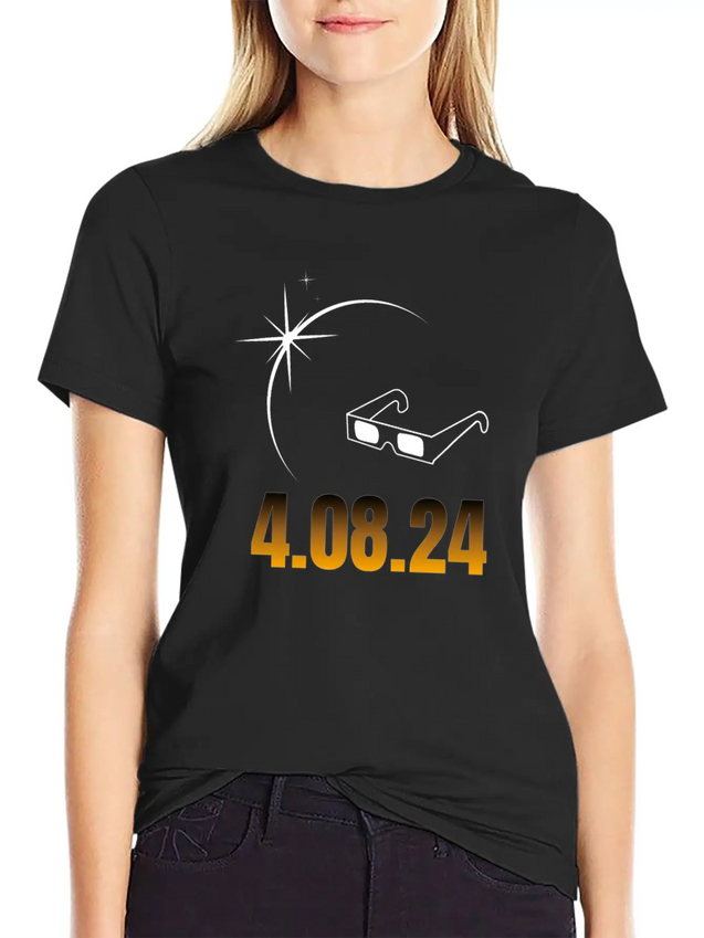 2024 Total Solar Eclipse Commemorative T-Shirt - J Unisex Casual T-Shirt – Clean Design For Daily Comfort