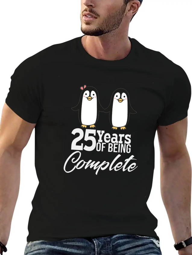 25 Years Of Being One! Silver Wedding Modern Fit Casual T-Shirt – Clean And Versatile Design
