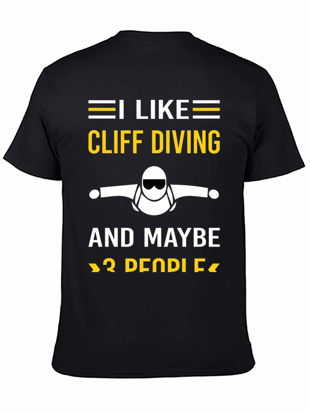 3 People Cliff Diving Unisex Casual T-Shirt – Clean Design For Daily Comfort