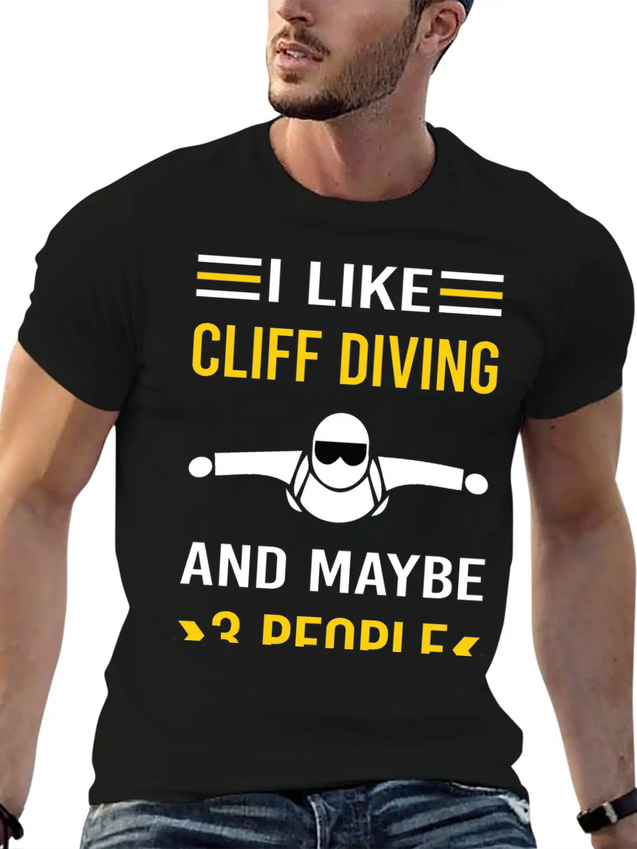 3 People Cliff Diving Unisex Casual T-Shirt – Clean Design For Daily Comfort