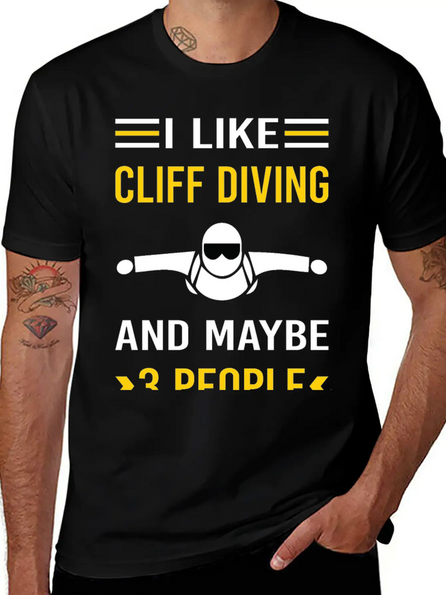 3 People Cliff Diving Unisex Casual T-Shirt – Clean Design For Daily Comfort