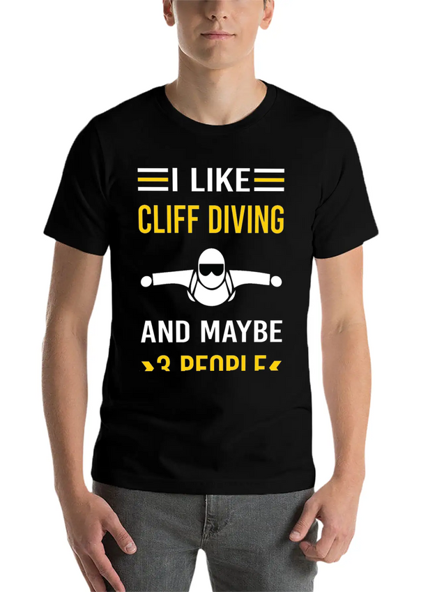 3 People Cliff Diving Unisex Casual T-Shirt – Clean Design For Daily Comfort