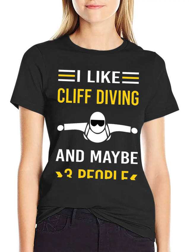 3 People Cliff Diving Unisex Casual T-Shirt – Clean Design For Daily Comfort