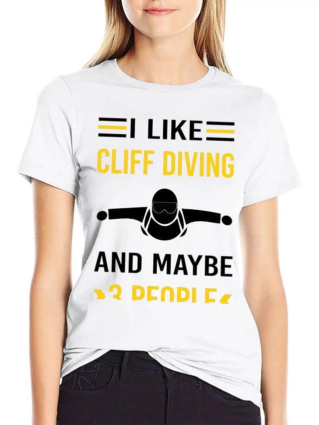 3 People Cliff Diving Unisex Casual T-Shirt – Clean Design For Daily Comfort