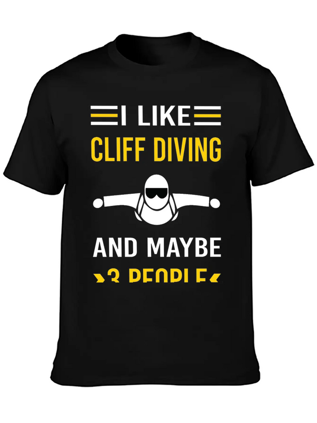 3 People Cliff Diving Unisex Casual T-Shirt – Clean Design For Daily Comfort