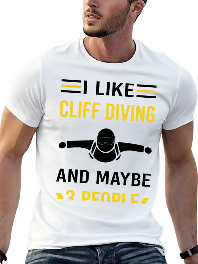 3 People Cliff Diving Unisex Casual T-Shirt – Clean Design For Daily Comfort