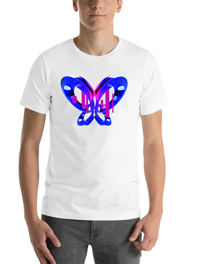 3D Blue Butterfly Simple Everyday Graphic Tee – Lightweight Summer Wear