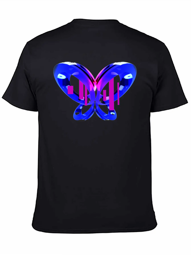 3D Blue Butterfly Simple Everyday Graphic Tee – Lightweight Summer Wear