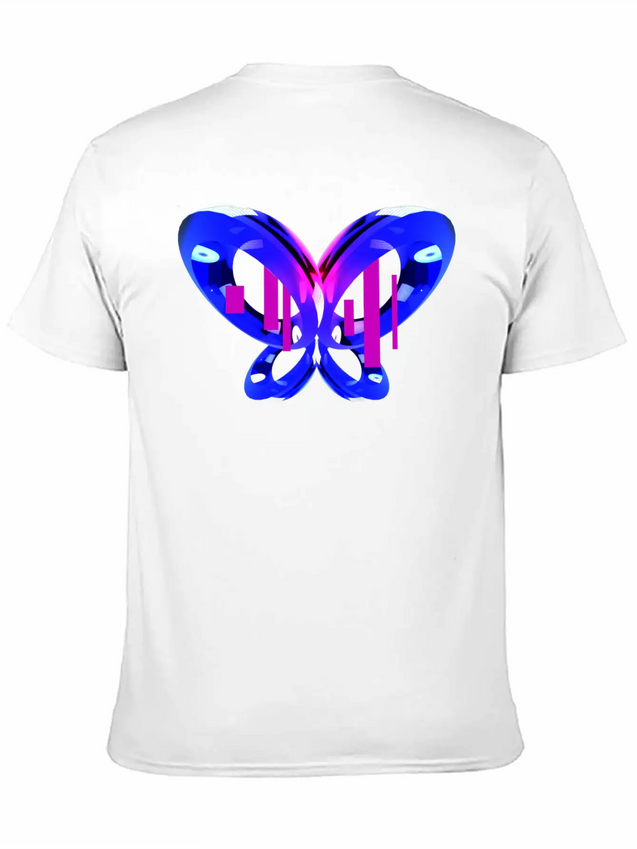 3D Blue Butterfly Simple Everyday Graphic Tee – Lightweight Summer Wear