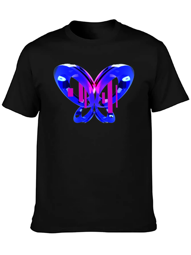 3D Blue Butterfly Simple Everyday Graphic Tee – Lightweight Summer Wear
