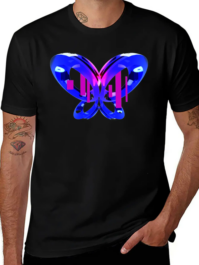 3D Blue Butterfly Simple Everyday Graphic Tee – Lightweight Summer Wear