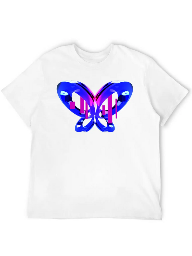 3D Blue Butterfly Simple Everyday Graphic Tee – Lightweight Summer Wear