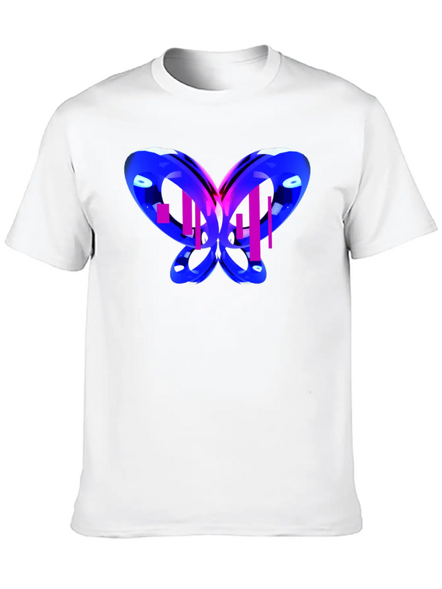 3D Blue Butterfly Simple Everyday Graphic Tee – Lightweight Summer Wear