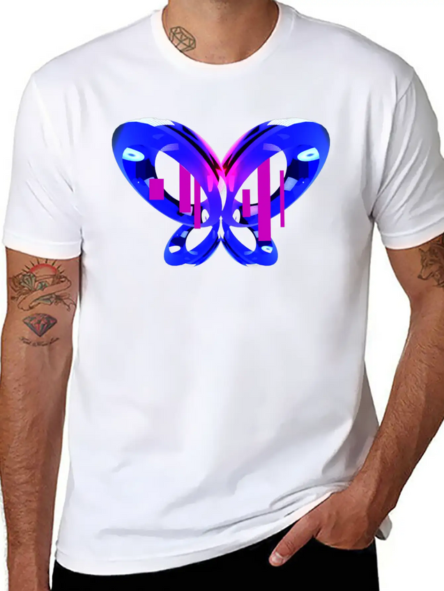 3D Blue Butterfly Simple Everyday Graphic Tee – Lightweight Summer Wear