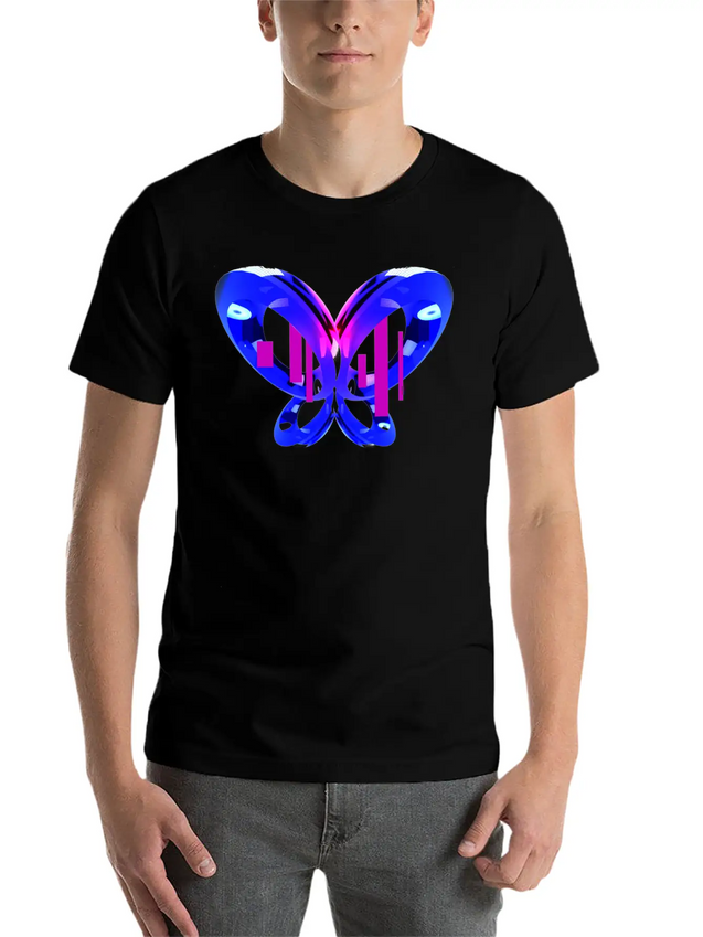 3D Blue Butterfly Simple Everyday Graphic Tee – Lightweight Summer Wear
