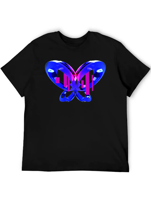 3D Blue Butterfly Simple Everyday Graphic Tee – Lightweight Summer Wear
