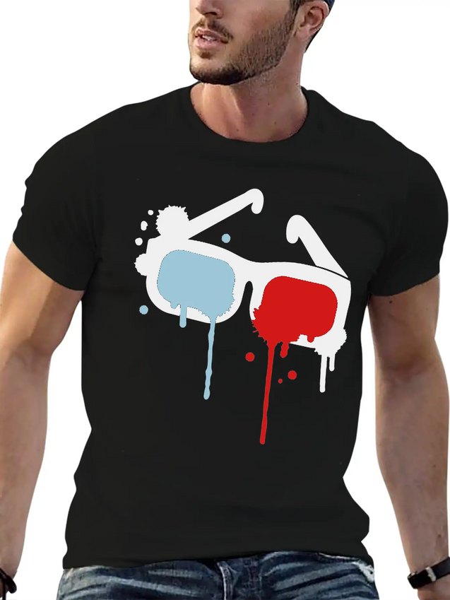 3D Glasses Comfortable Minimalist Graphic Tee – Summer Style Essential