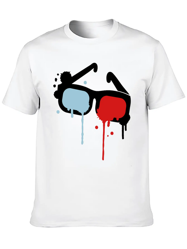 3D Glasses Comfortable Minimalist Graphic Tee – Summer Style Essential