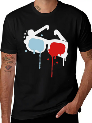 3D Glasses Comfortable Minimalist Graphic Tee – Summer Style Essential