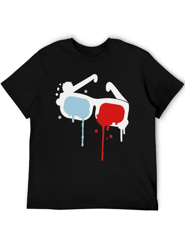 3D Glasses Comfortable Minimalist Graphic Tee – Summer Style Essential