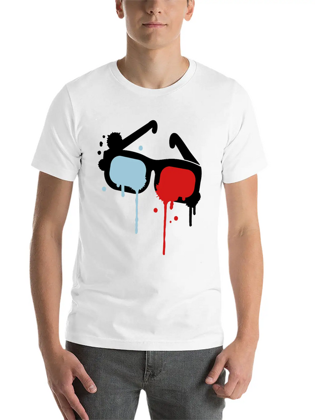 3D Glasses Comfortable Minimalist Graphic Tee – Summer Style Essential