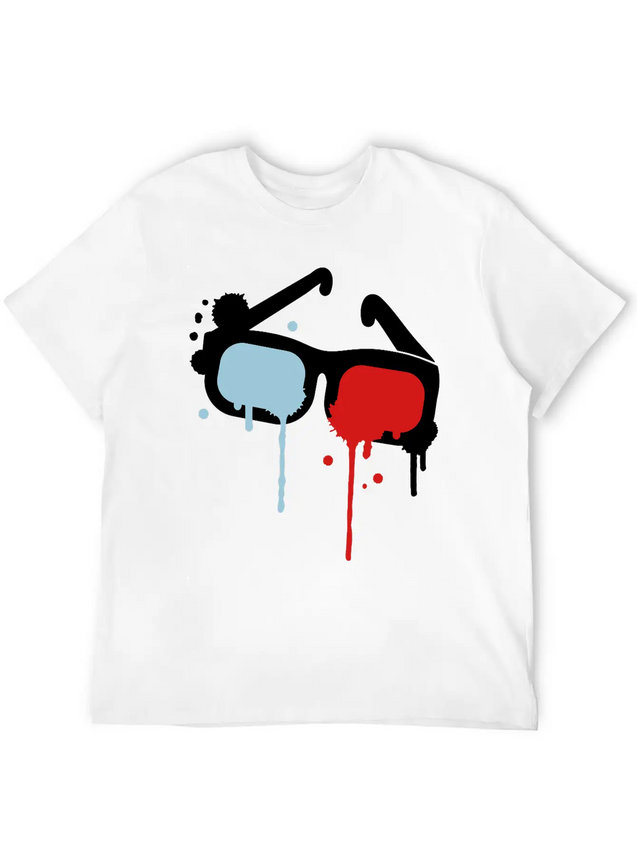 3D Glasses Comfortable Minimalist Graphic Tee – Summer Style Essential