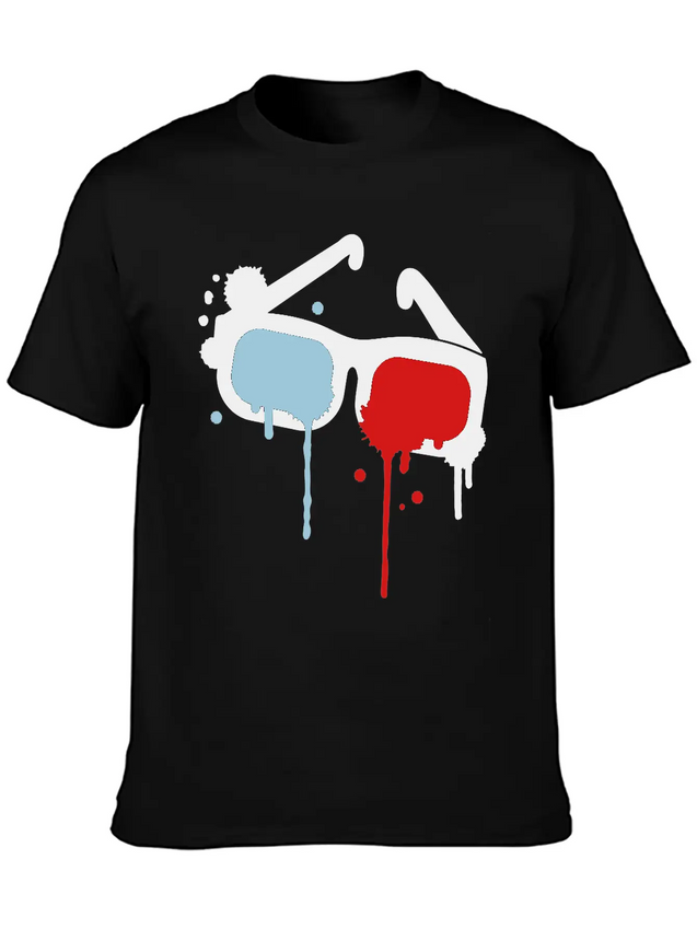3D Glasses Comfortable Minimalist Graphic Tee – Summer Style Essential