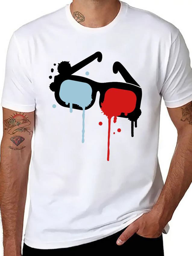 3D Glasses Comfortable Minimalist Graphic Tee – Summer Style Essential