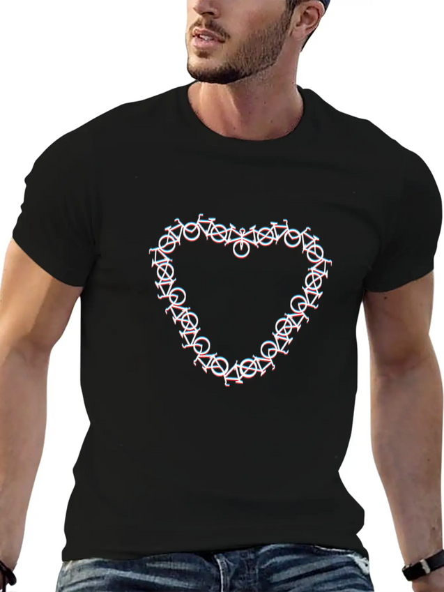 3D Heart - I Love My Bicycle And Biking Modern Fit Casual T-Shirt – Clean And Versatile Design