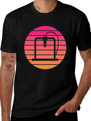 3D Printer - Circle, Sunset Breathable Soft Cotton T-Shirt – Timeless Casual Look