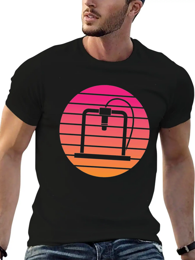 3D Printer - Circle, Sunset Breathable Soft Cotton T-Shirt – Timeless Casual Look