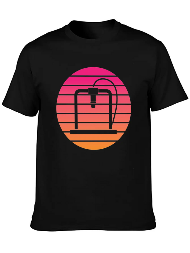 3D Printer - Circle, Sunset Breathable Soft Cotton T-Shirt – Timeless Casual Look