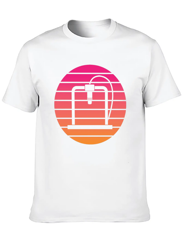 3D Printer - Circle, Sunset Breathable Soft Cotton T-Shirt – Timeless Casual Look