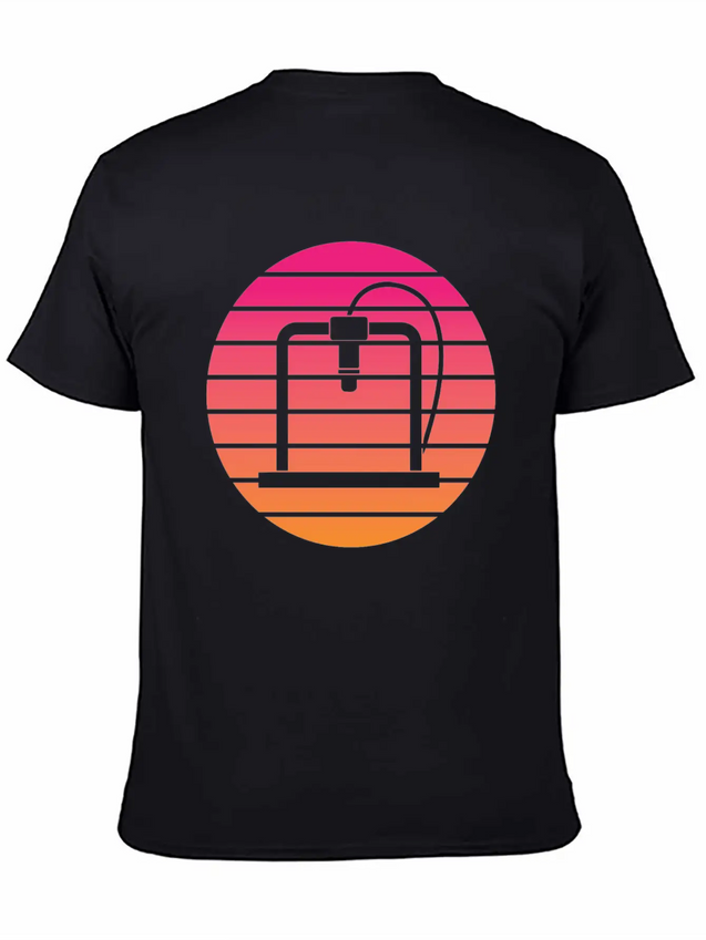 3D Printer - Circle, Sunset Breathable Soft Cotton T-Shirt – Timeless Casual Look